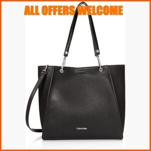 Vegan Leather Tote Bag with Crossbody Strap